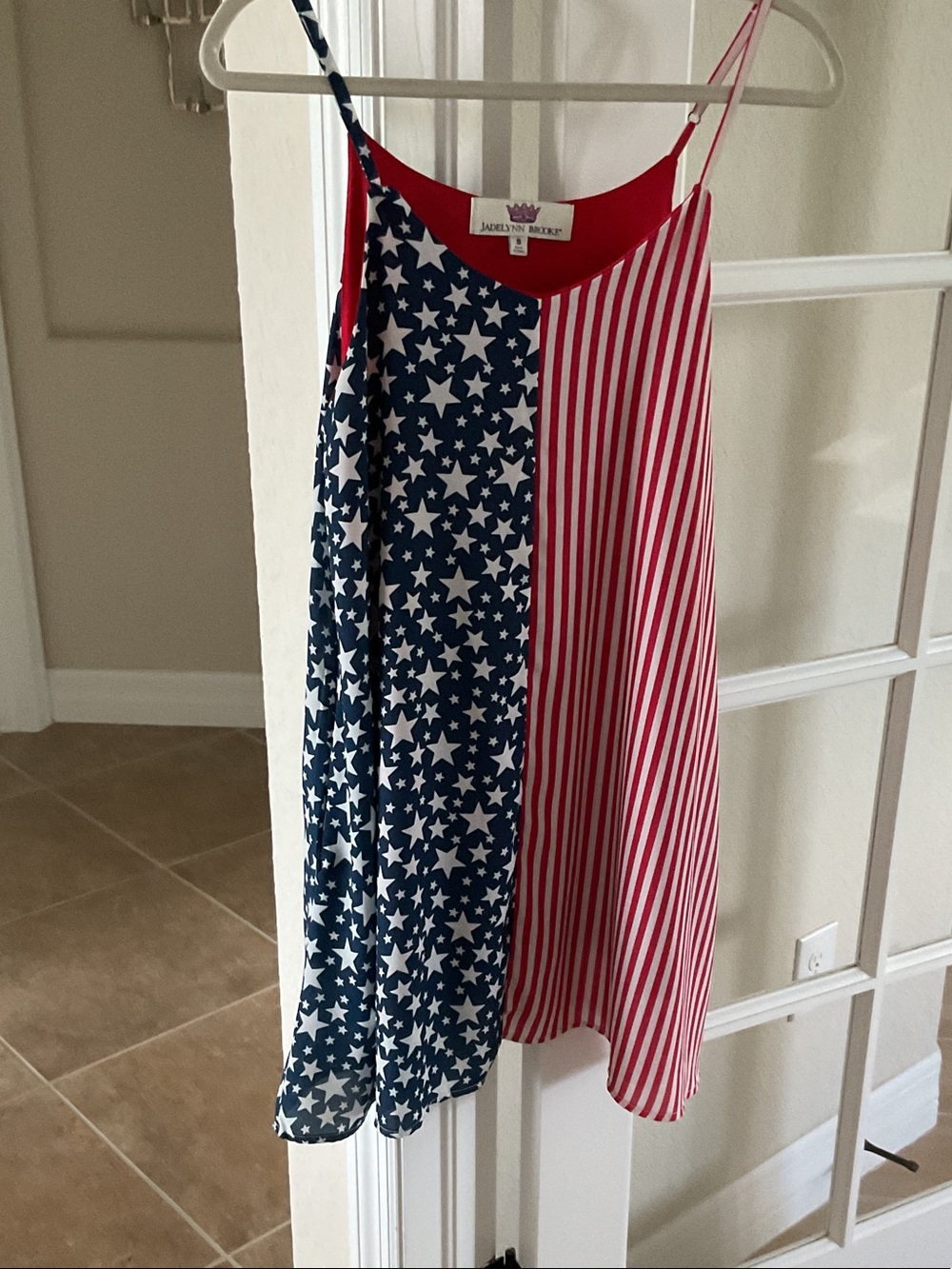 JAdelynn Brooke flag dress, adjustable straps, size S